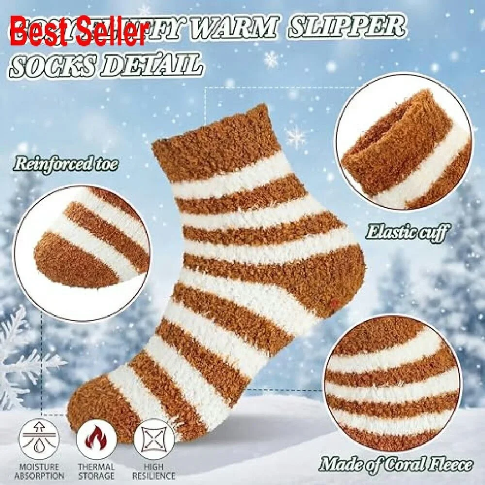 Bulk Fuzzy Socks Cozy Plush Warm Winter Slipper Socks for Men Unisex